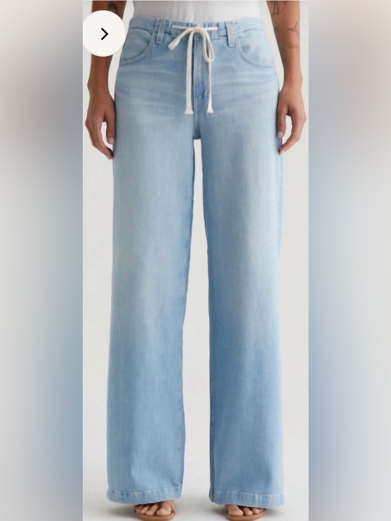 Ag Adriano Goldschmied Denim - AG Jeans Stella Cinched Wide leg Light Wash 29” x 32” Inseam NWT Zip and String